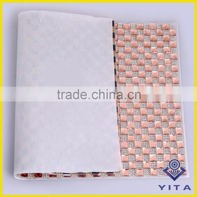 Wholesale 24x40cm Square Hotfix Adhesive Rhinestone Mesh Sheet For Shoes
