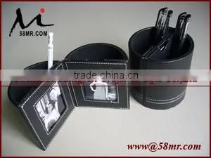 Wedding Leather Pen Holder with Photo Frame