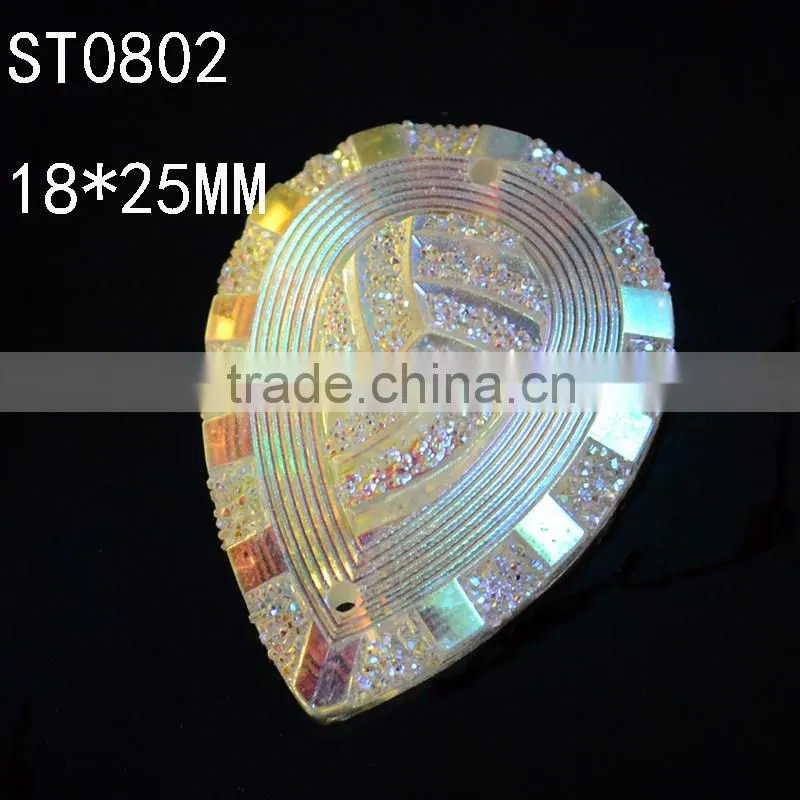 18*25 mm Sew On Rhinestone , Pear Shape Flatback Gemstone Cabochon ,Earring Pendent Baeds