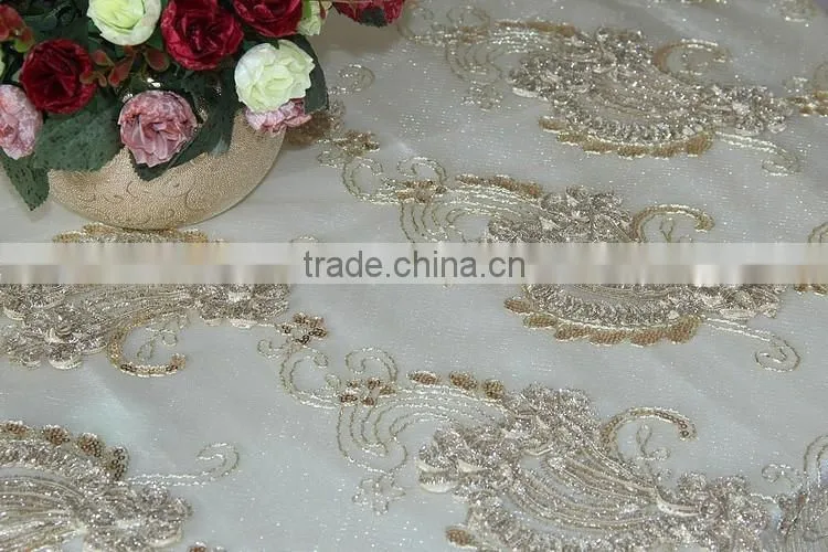 POPULAR CHAMPAGNE TABLE LINEN FOR WEDDING ON SHINE MESH