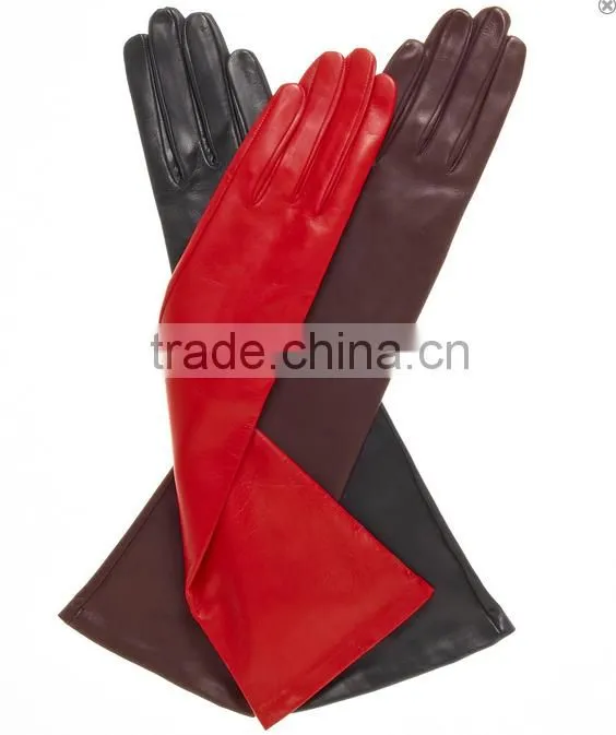 wholesale fashion thin sheepskin women wear cheap long leather gloves