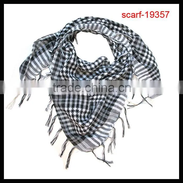 popular lady triangle grid print tassel square scarf