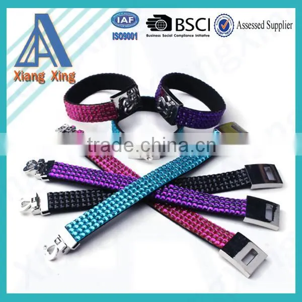 Double line clear rhinestone cute yoyo badge reel lanyard for keys