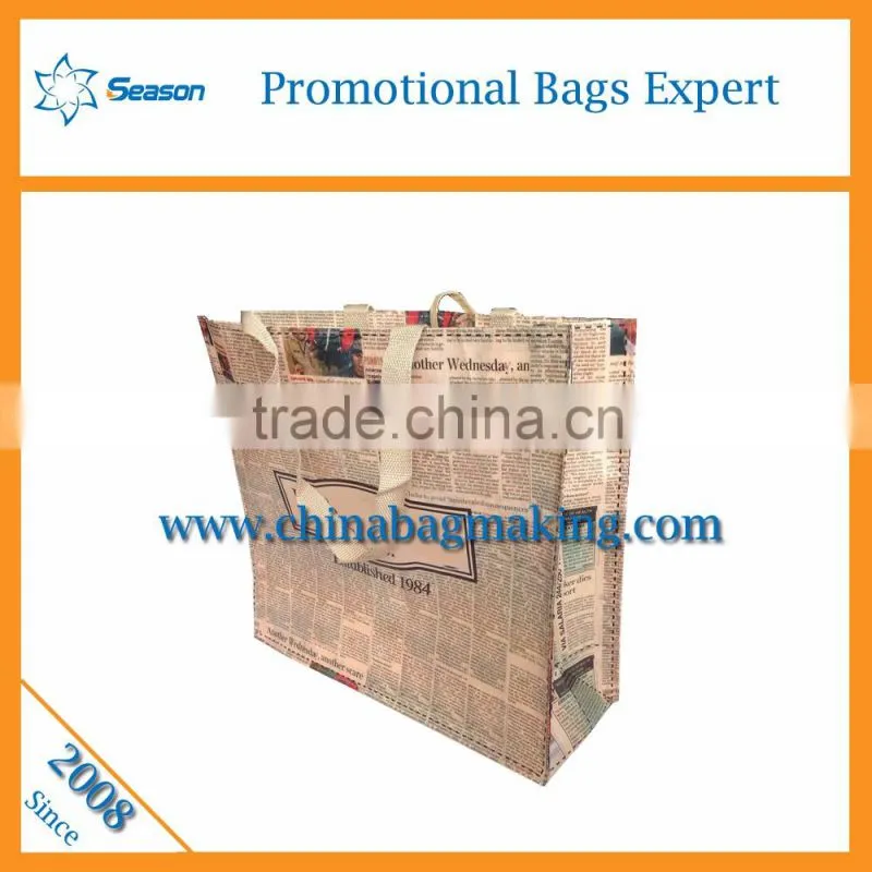 News paper pattern Fashion Shopping bags Tote bag Handbags Non-woven shopping bag