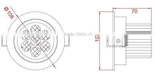 7W high power recessed led downlight housing