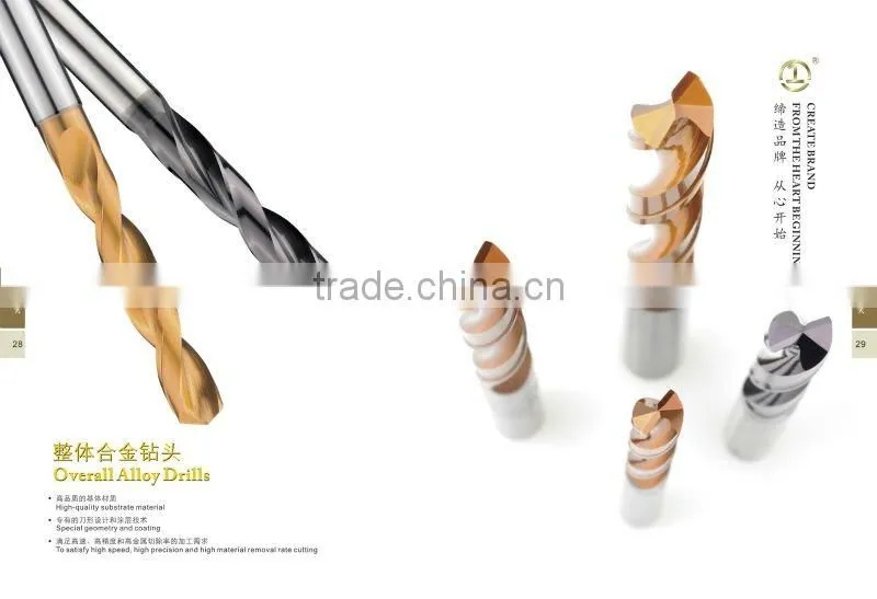 Solid carbide drill bits for hardened steel, staineless steels, cutting tools
