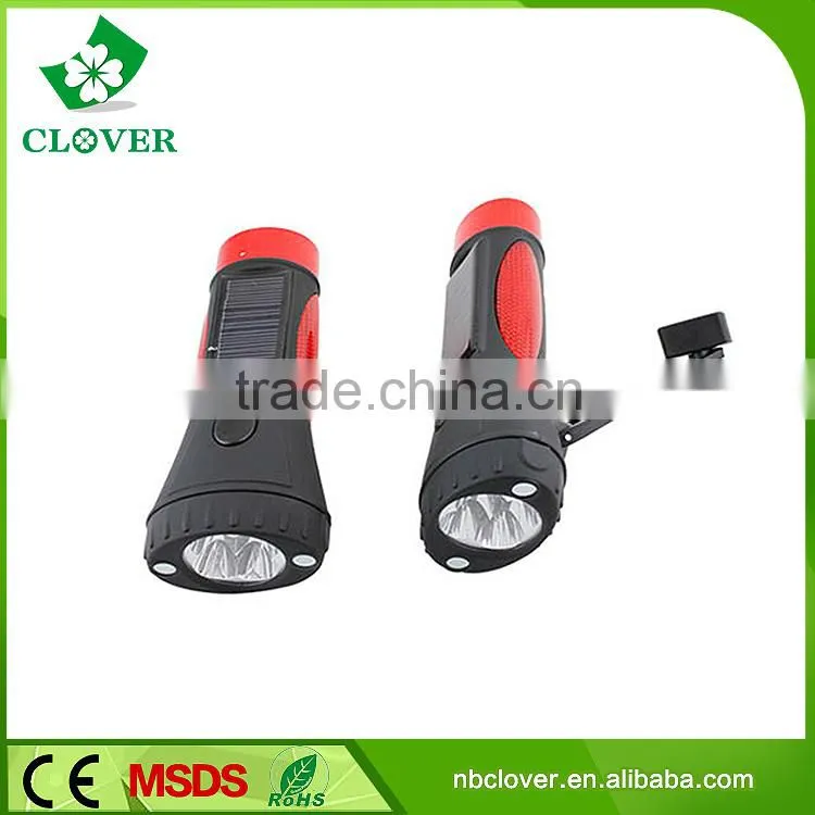 Brightness 4 LED rechargeable hand crank torch light with warning light