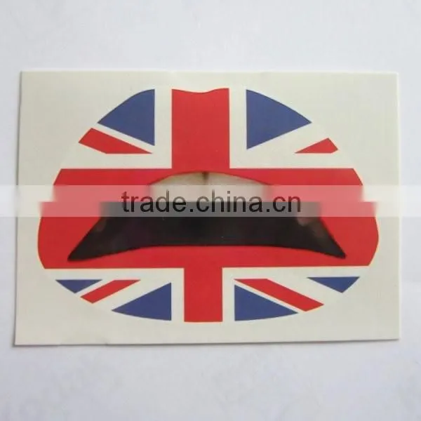 Promotion gift blue mable temporary lip tattoo non removable lip sticker for girls factory
