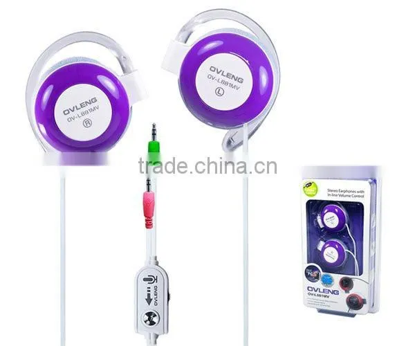 purple ear hook style headphone for girls