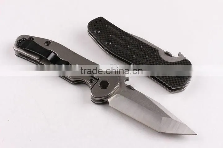 OEM carbon fiber and Titanium alloy handle folding hunting knife