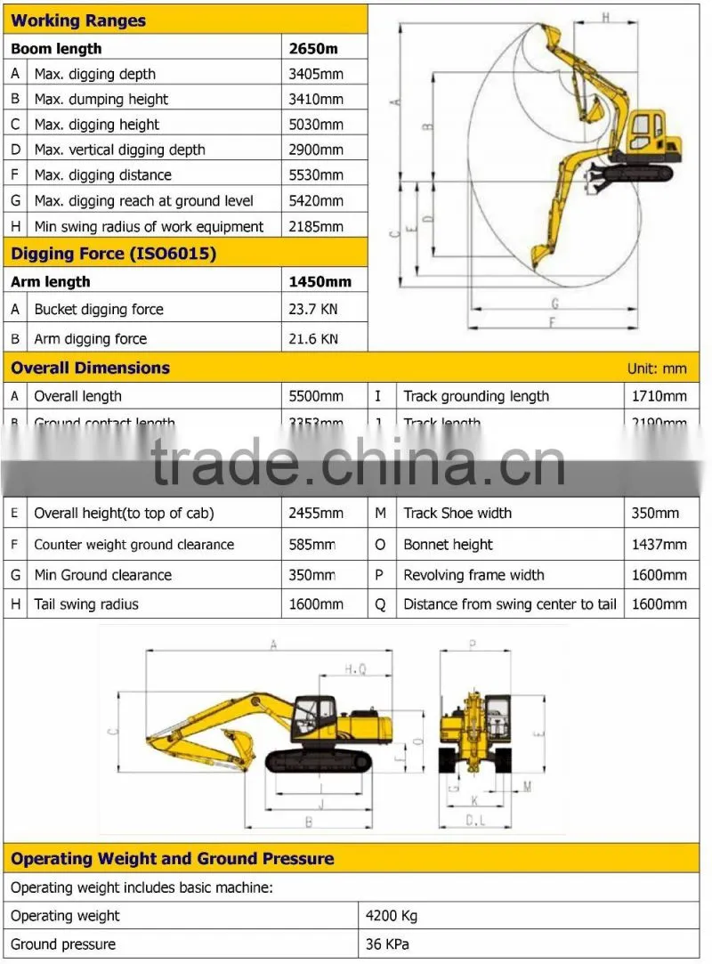 CE Mark , China Cheap 4.5 Ton Mini Grab Bucket Hydraulic Excavator, ISO Certificate, CT45-7B
