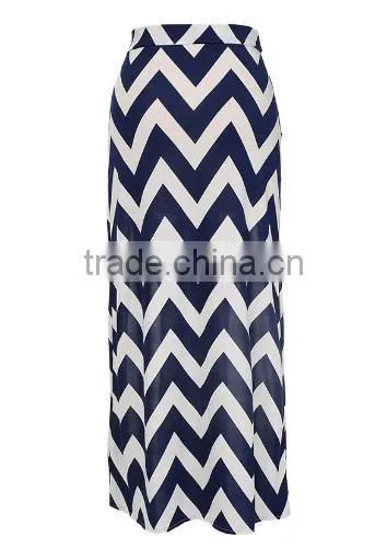 Stylish Lady Women's Fashion Sexy Striped Slit Long Skirt
