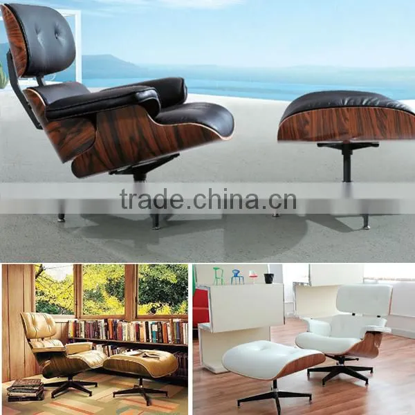 100% Italian Leather Sofa Lounge Chair Ottoman Footstool Retro Furniture
