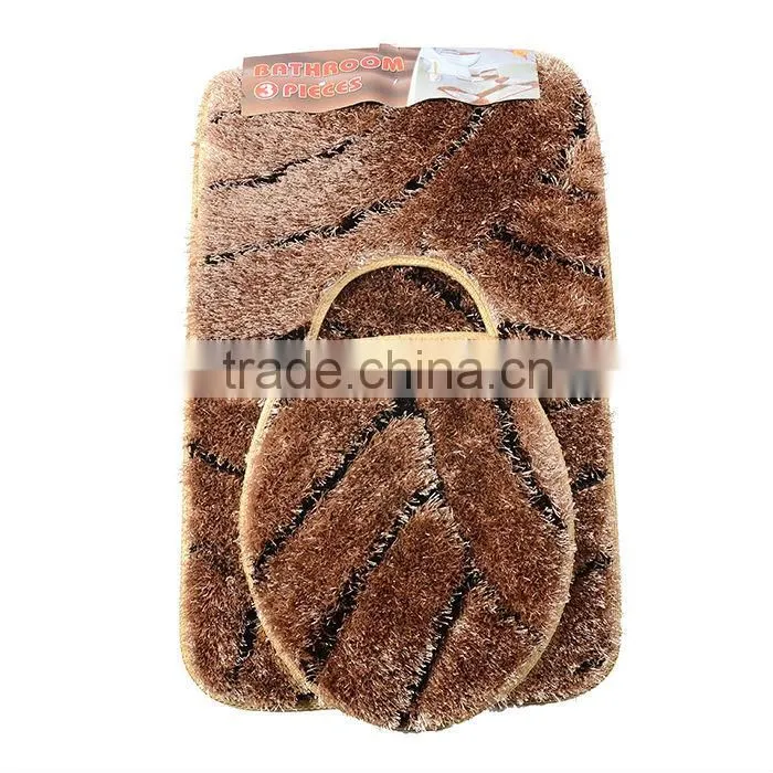 polyester shaggy 3 piece bath mat set