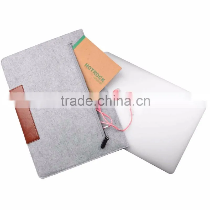 2016 new hot selling wool felt+ PU laptop sleeve bags with mouse bag for apple Macbook air pro , pro retina 11" 13.3" 15.4"