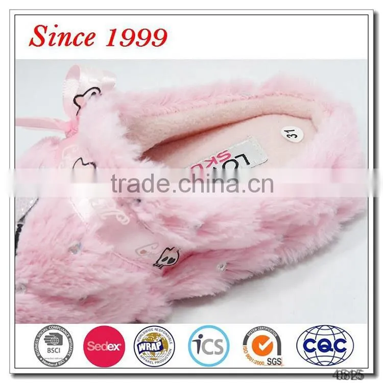 pink fuzzy flat slippers for girls