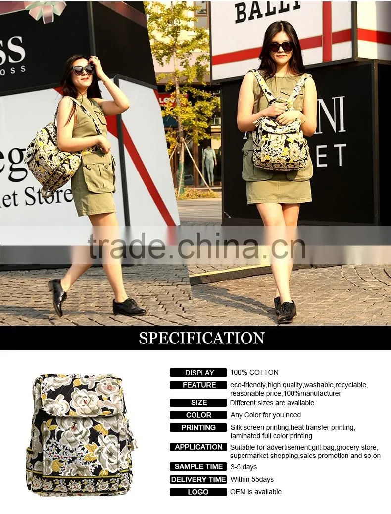 RE007 China Supplier wholesale best selling cotton girl's quilted school backpack
