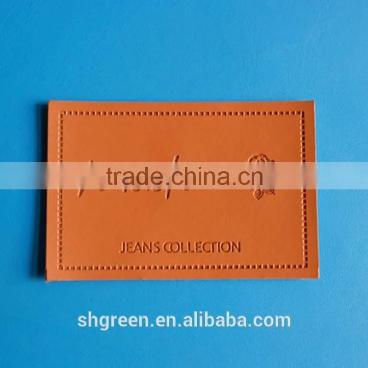 Die-cut vogue leather patch for denim