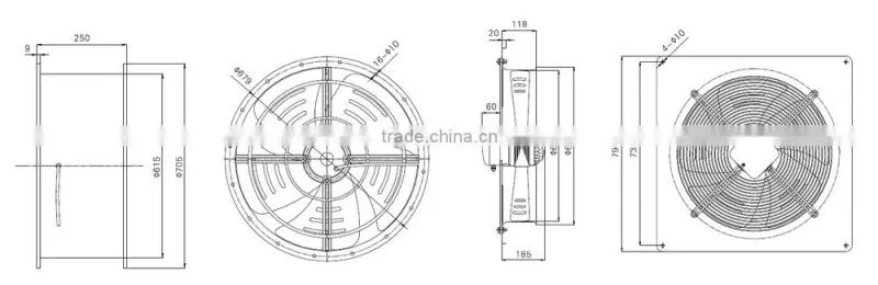 YWF600 high temperature axial flow fan industrial