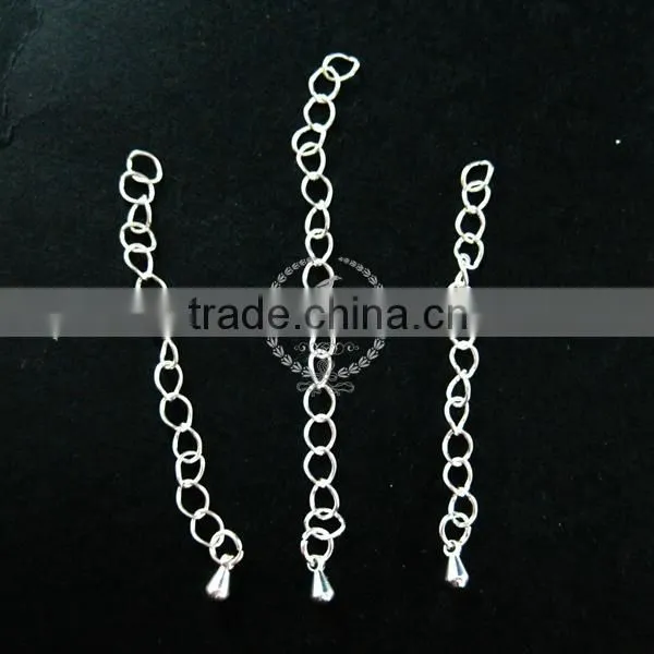 2inches silver plated brass oval extension chain for DIY necklace jewelry supplies findings 1312023