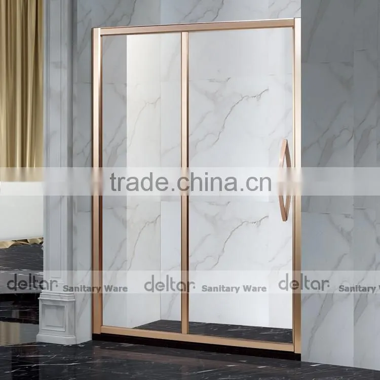 china bathroom design / shower enclosure cubicle / tempered glass shower door with Champagne gold Frame