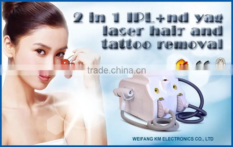 Hot sale 2 handles portable q switch nd yag ipl for beauty salon use