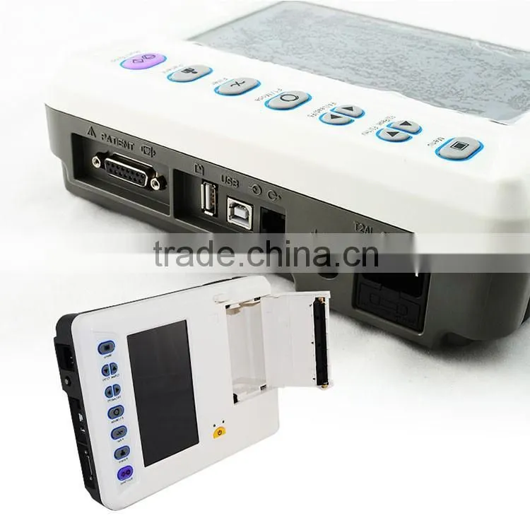 Carejoy CE certified Resting 12-lead signal 7 inch 6 Channel Digital Electrocardiograph ECG Machine EKG-1206A new model