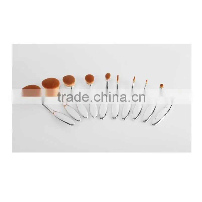 2016 Toothbrush Design Makeup Brush Brush Makeup Cosmetics New High Quality Professional 10 Pcs Rose Gold Oval Brush Set