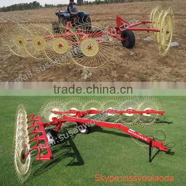 high performance finger rotary hay rake/3 point hitch Hay rake machine on tractor