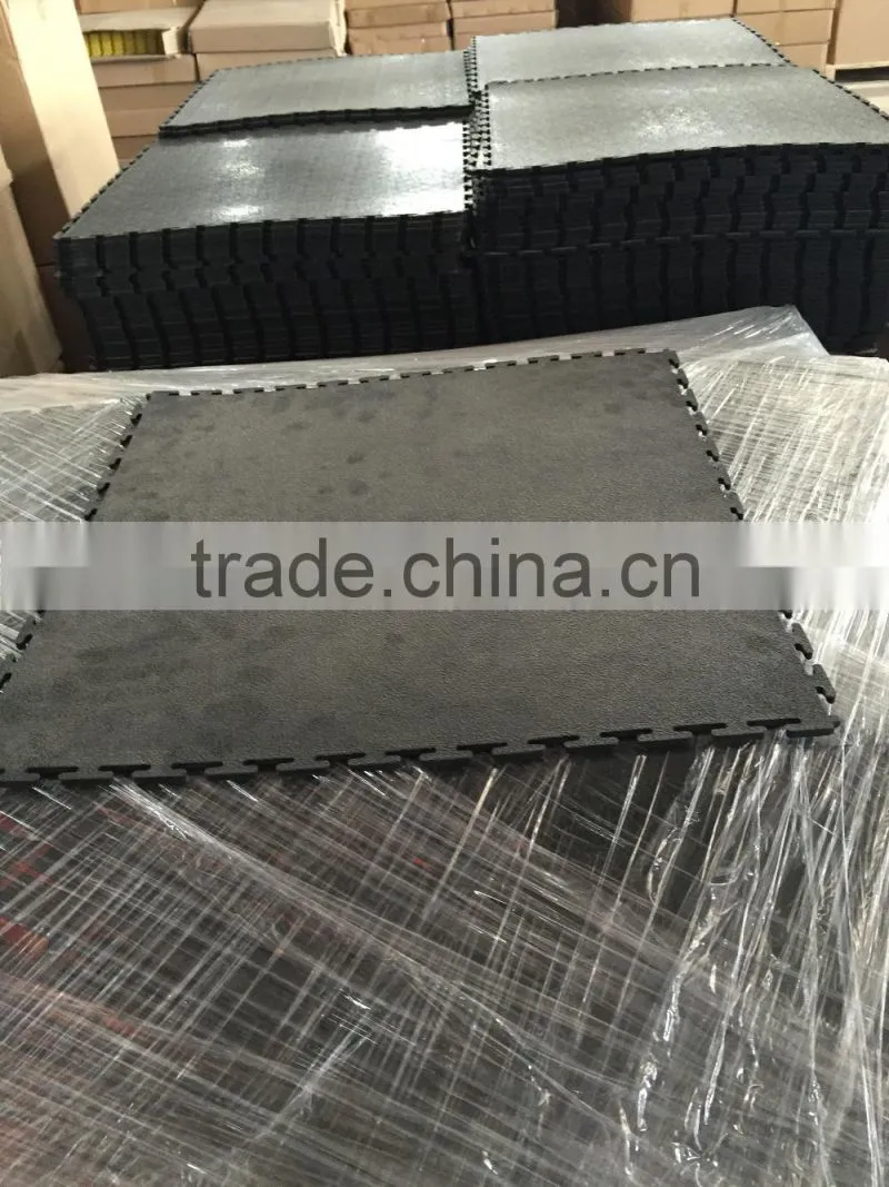 2016 hot sales interlocked heavy duty sturdy plastic garage floor tiles with texture top