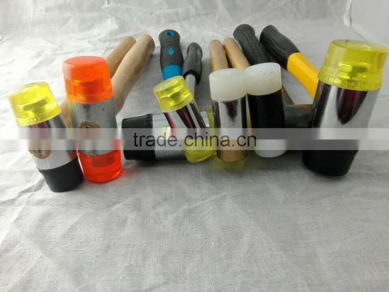 yellow fiberglass handle hammer plastic hammer rotatable plastic hammer