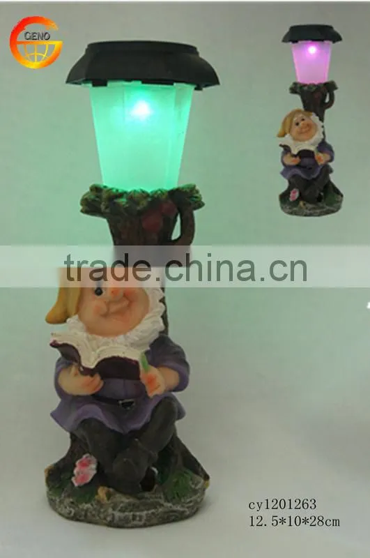 Hot selling resin gnome with led lights