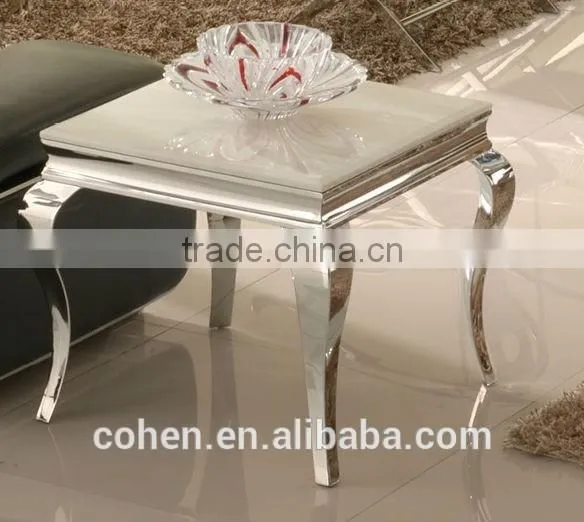 modern style square stainless steel marble top side/end table with high quality