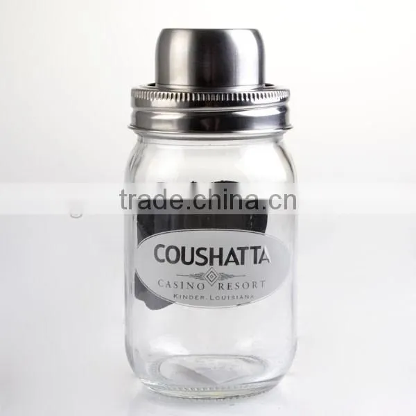 30oz machine made glass bottle decorative jars mix glass electroplate lid shaker