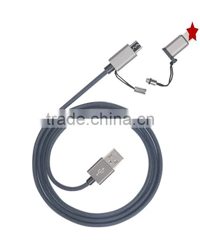 2 in 1 cable 8 pin micro usb for mfi charging cable