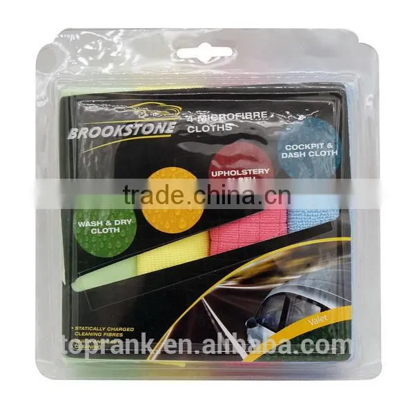 Custom logo 4pcs colorful car cleaning wash microfiber car towel