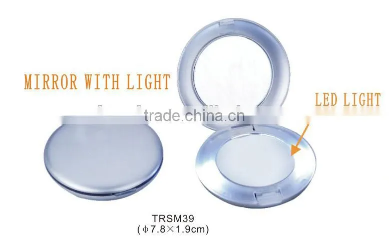 Plastic pocket lighted mirror foldable cosmetic mirror with LED light