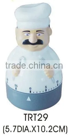 Plastic chef shaped kitchen mechanical timer /cooking sound timer