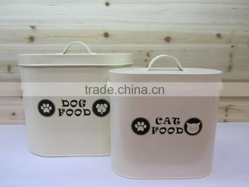 Metal pet food container/galvanized dog food storage bin/household canister with spoon