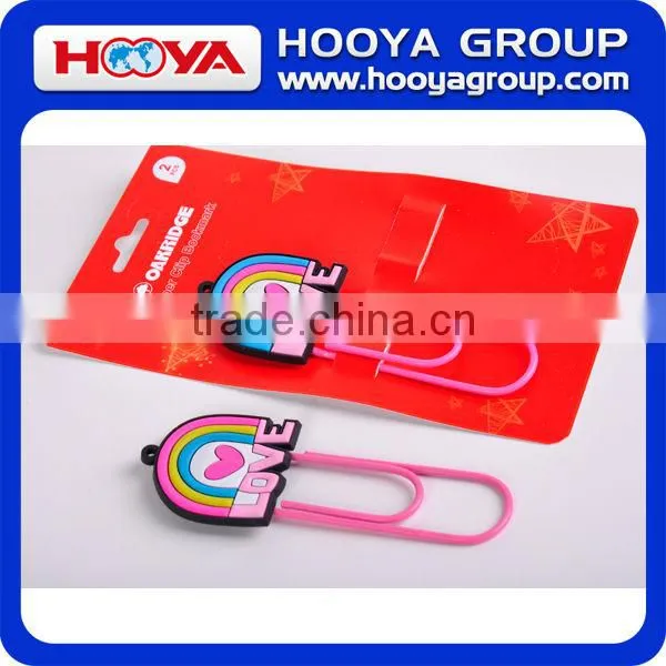 promotional decorative shaped jumbo PVC fancy paper clip bookmarker