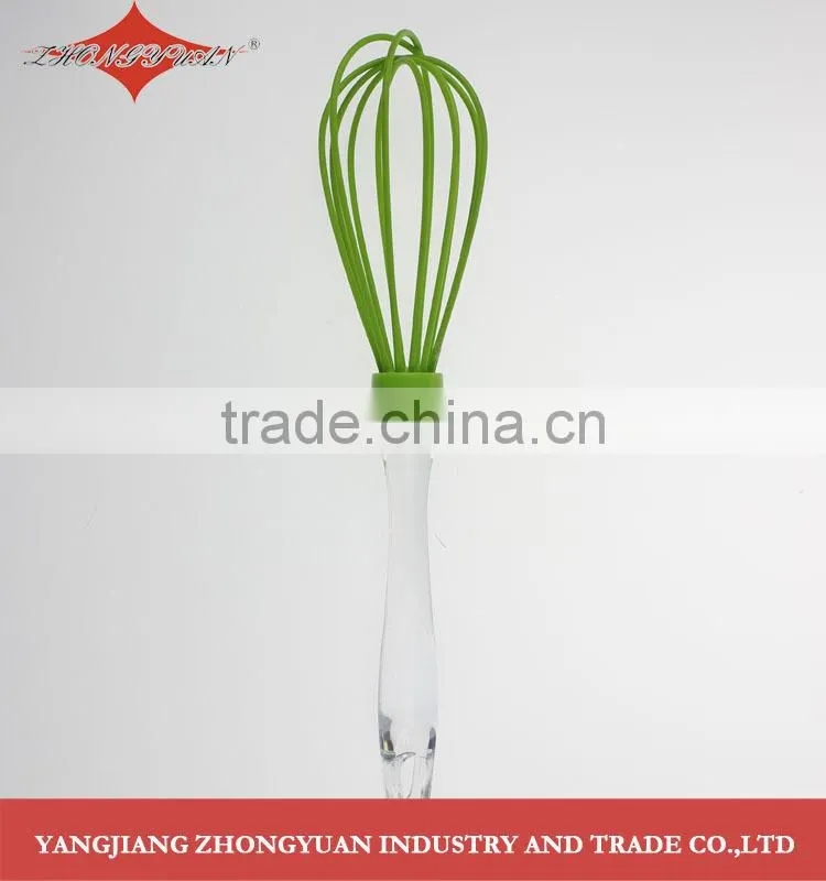 Food grade egg tool silicone coated head wires egg whisk with plastic handle