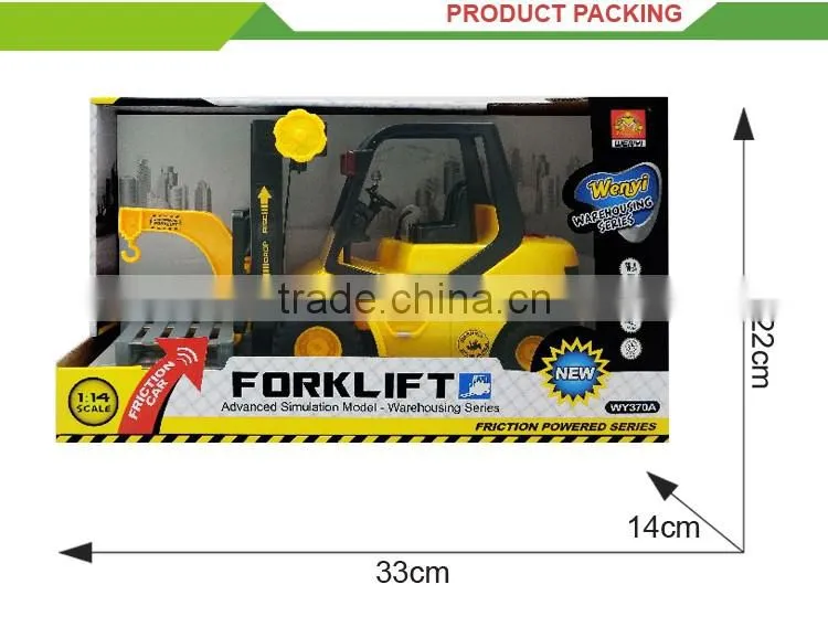 Hot sale 1:14 plastic electric friction toys mini diecast forklift truck model