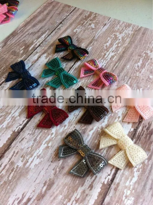 CF0373 Fashion beautiful handmade cheap wholesale sequin bow applique for dress