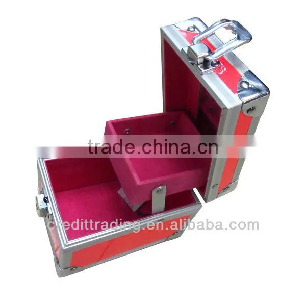 Portable Hot-selling Red Multi-layersAluminum Cosmetic Case/Makeup Case