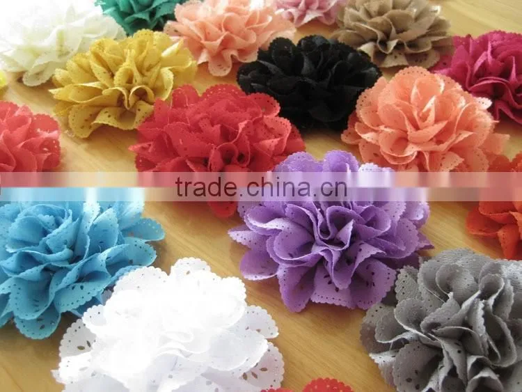 fabric flower with rhinestone in center for kids hair accessories