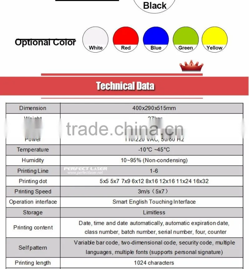 Perfect Laser- Automatic High Speed Two-dimensional Computer Continuous Code Barcode Inkjet Printer for Cable PM-1000-5