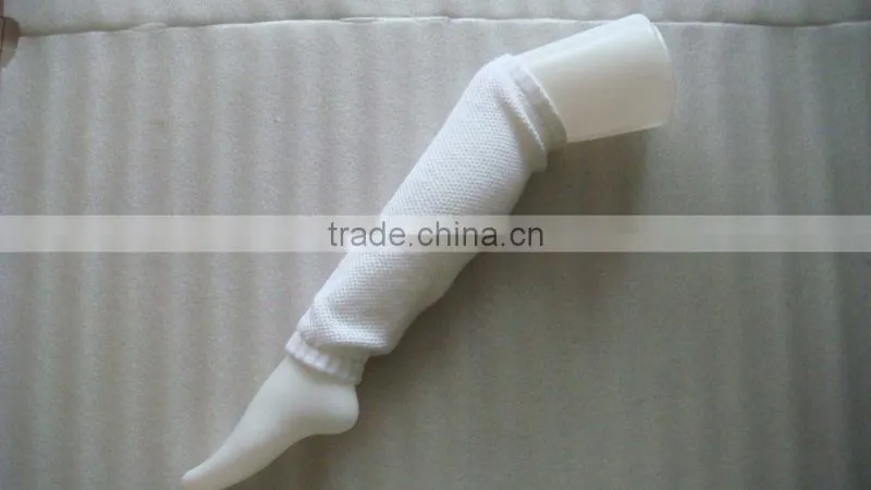Lady knitted white boot leg warmers