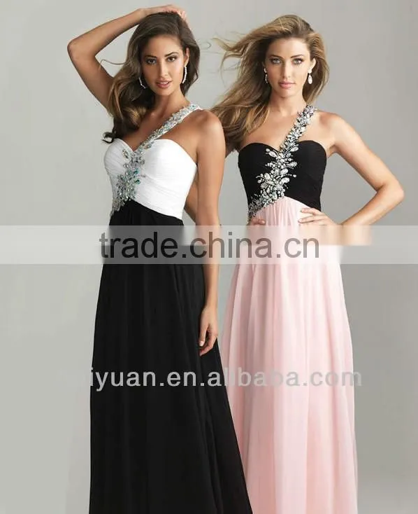 Free Veil Chiffon One-shoulder two colors Evening Dresses