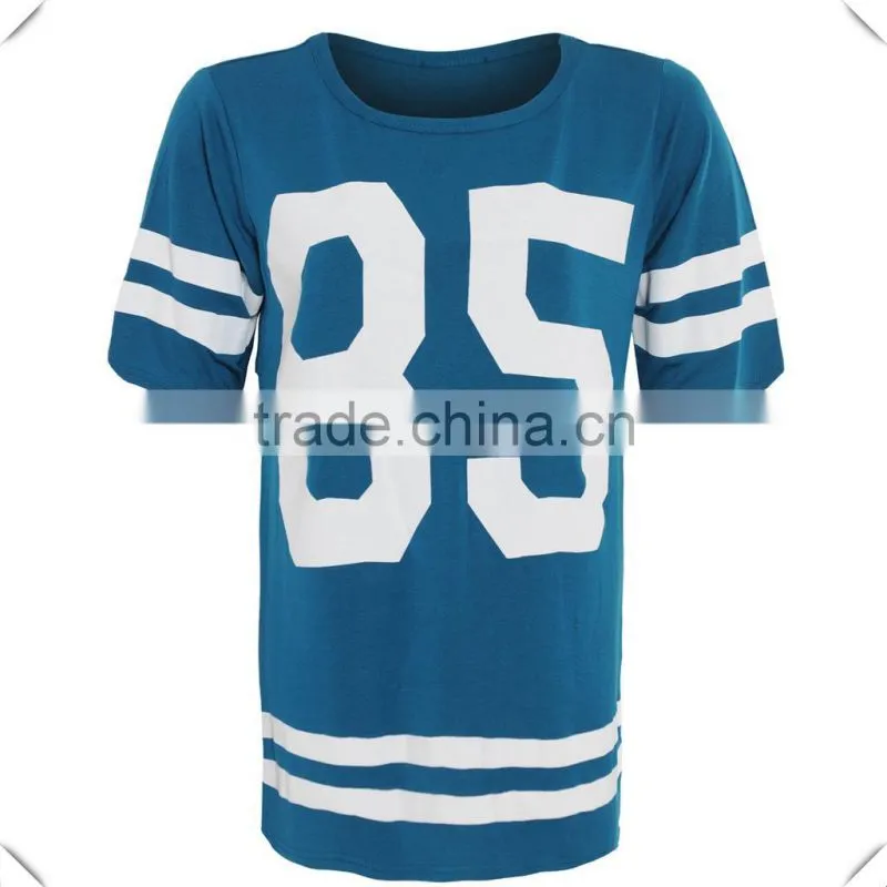 2014 New Fashion Women's Plus Size Baseball Tee T Shirt , Ladies' Loose Fit Short Striped Sleeve Baseball Jersey Top