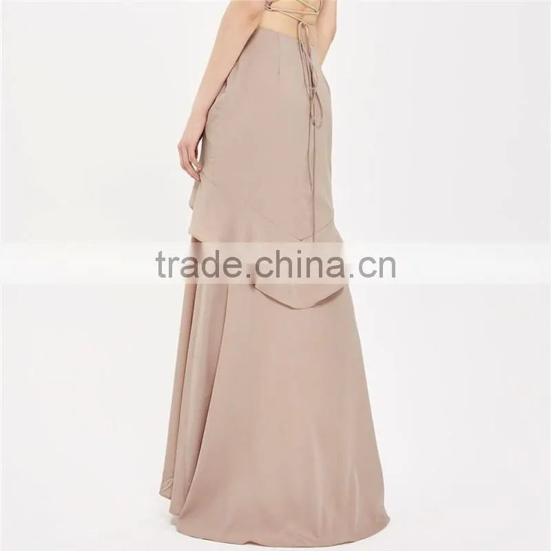 Factory price hot sale lace ruffle pencil women skirt long maxi